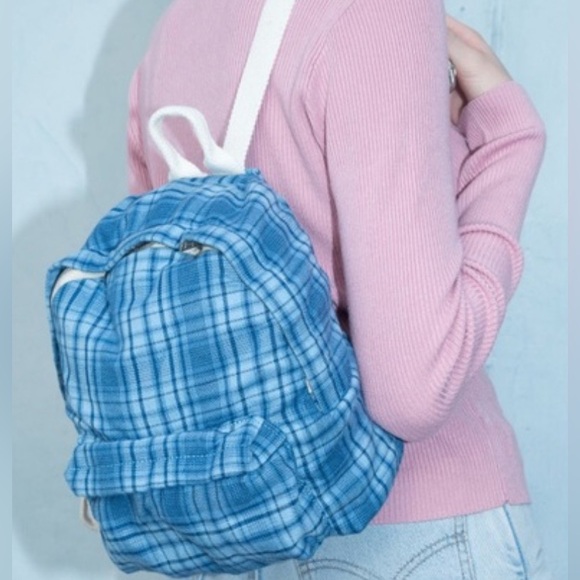 Brandy Melville John Galt Blue Plaid Mini Backpack Very Rare Mini, preppy - Picture 1 of 10